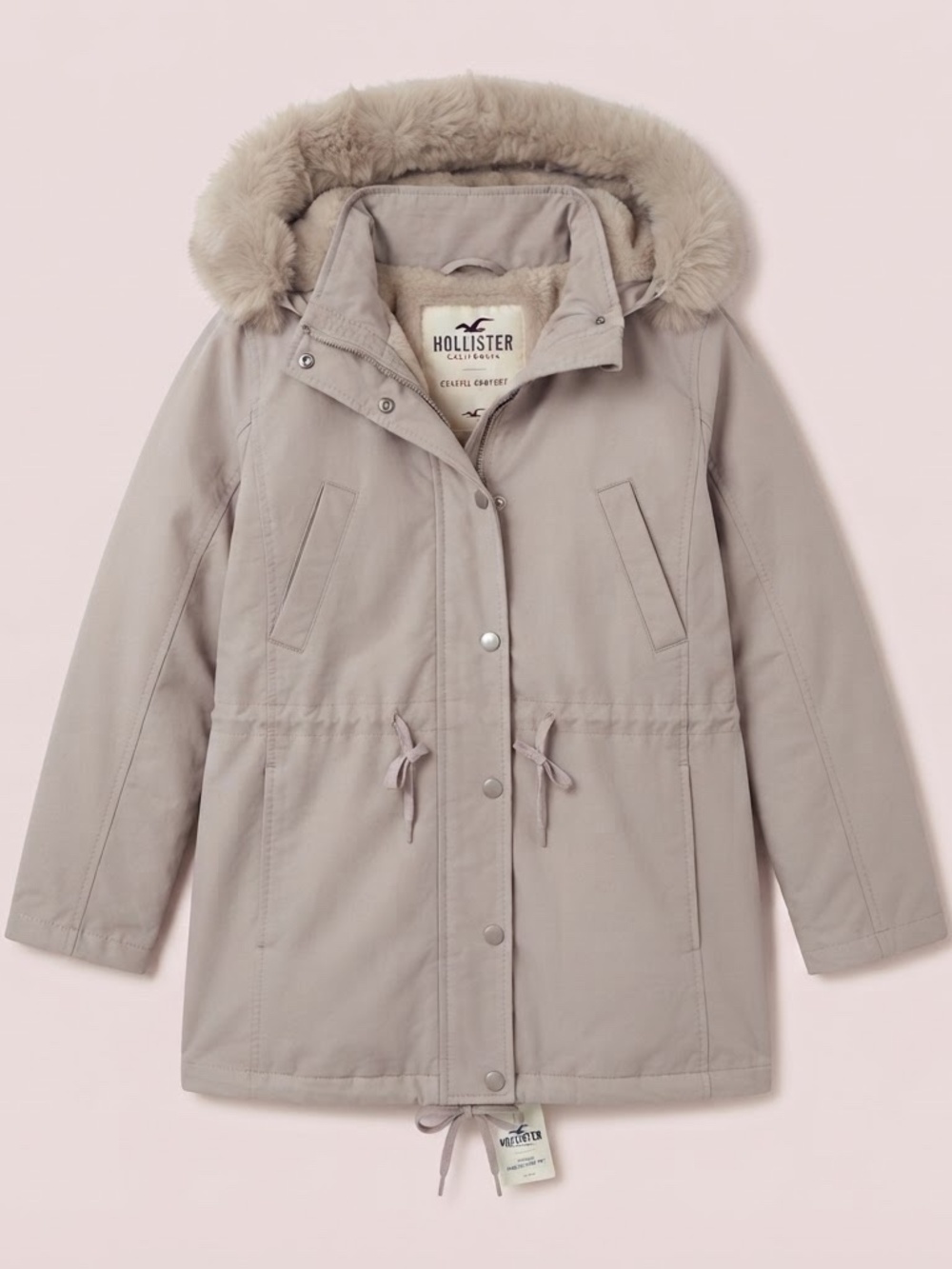 Hollister Women's Taupe Faux-Fur Lined Winter Parka Jacket